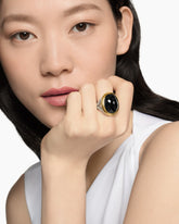 Albion® Oval Ring in Sterling Silver with 18K Yellow Gold and Black Onyx, 21mm